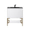 James Martin Milan 31.5" Single Vanity Cabinet Glossy White Radiant Gold with Charcoal Black Composite Top 801V31.5GWRGDCHB