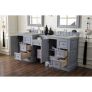 James Martin De Soto 82" Double Vanity Set Silver Gray with Makeup Table 3 cm Eternal Serena Quartz Top 825-V82-SL-DU-ESR