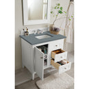 James Martin Palisades 36" Single Vanity Bright White with 3 cm Cala Blue Quartz Top 527-V36-BW-3CBL