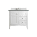 James Martin Palisades 36" Single Vanity Bright White with 3 cm Cala Blue Quartz Top 527-V36-BW-3CBL