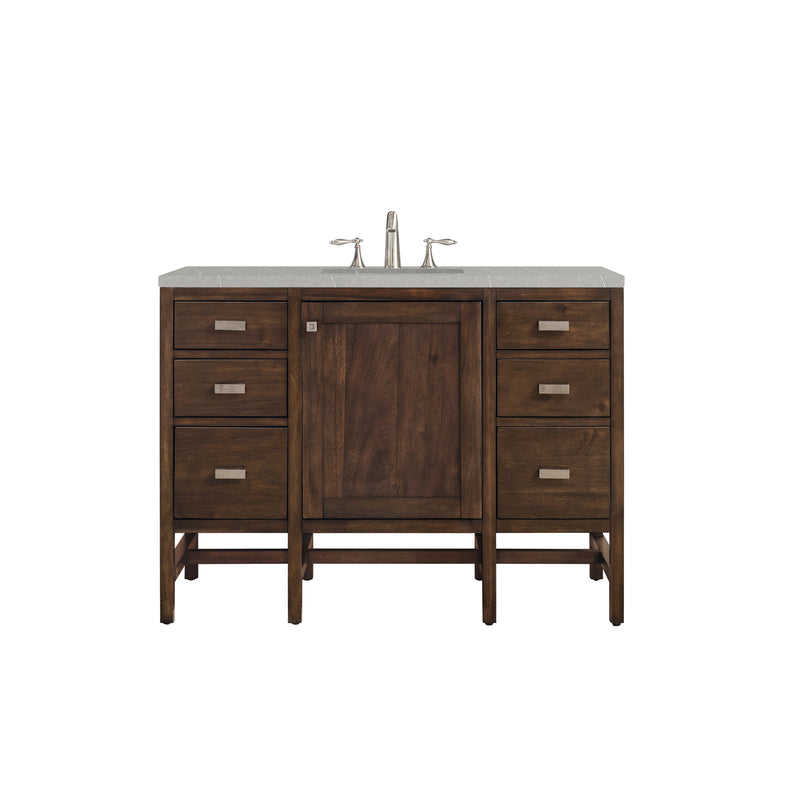 James Martin Addison 48" Single Vanity Cabinet Mid Century Acacia with 3 cm Eternal Serena Quartz Top E444-V48-MCA-3ESR