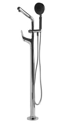 ALFI Brushed Nickel Floor Mounted Tub Filler and Mixer with additional Hand Held Shower Head AB2758