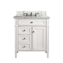 James Martin Brittany 30" Single Vanity Bright White with 3 cm Eternal Serena Quartz Top 650-V30-BW-3ESR