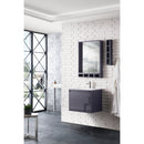 James Martin Milan 23.6" Single Vanity Cabinet Modern Gray Glossy with Glossy White Composite Top 801V23.6MGGGW