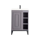 James Martin Alicante' 24" Single Vanity Cabinet Gray Smoke Matte Black with White Glossy Composite Countertop E110V24GSMMBKWG