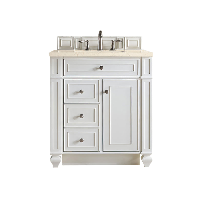 James Martin Bristol 30" Single Vanity Bright White with 3 cm Eternal Marfil Quartz Top 157-V30-BW-3EMR