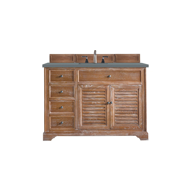 James Martin Savannah 48" Single Vanity Cabinet Driftwood with 3 cm Cala Blue Quartz Top 238-104-5211-3CBL