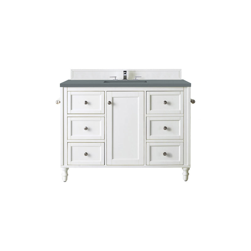 James Martin Copper Cove Encore 48" Single Vanity Bright White with 3 cm Cala Blue Quartz Top 301-V48-BW-3CBL