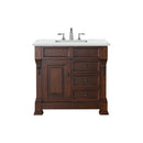 James Martin Brookfield 36" Warm Cherry Single Vanity with 3 cm Ethereal Noctis Quartz Top 147-114-5586-3ENC