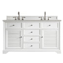 James Martin Savannah 60" Double Vanity Cabinet Bright White with 3 cm Eternal Serena Quartz Top 238-104-V60D-BW-3ESR