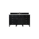 James Martin Brittany 60" Single Vanity Black Onyx with 3 cm Ethereal Noctis Quartz Top 650-V60S-BKO-3ENC