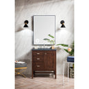 James Martin Addison 30" Single Vanity Cabinet Mid Century Acacia with 3 cm Charcoal Soapstone Quartz Top E444-V30-MCA-3CSP