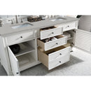 James Martin Savannah 72" Double Vanity Cabinet Bright White with 3 cm Eternal Serena Quartz Top 238-104-V72-BW-3ESR