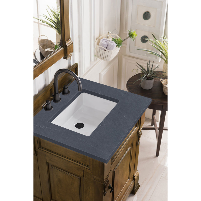 James Martin Brookfield 26" Country Oak Single Vanity with 3 cm Charcoal Soapstone Quartz Top 147-114-V26-COK-3CSP