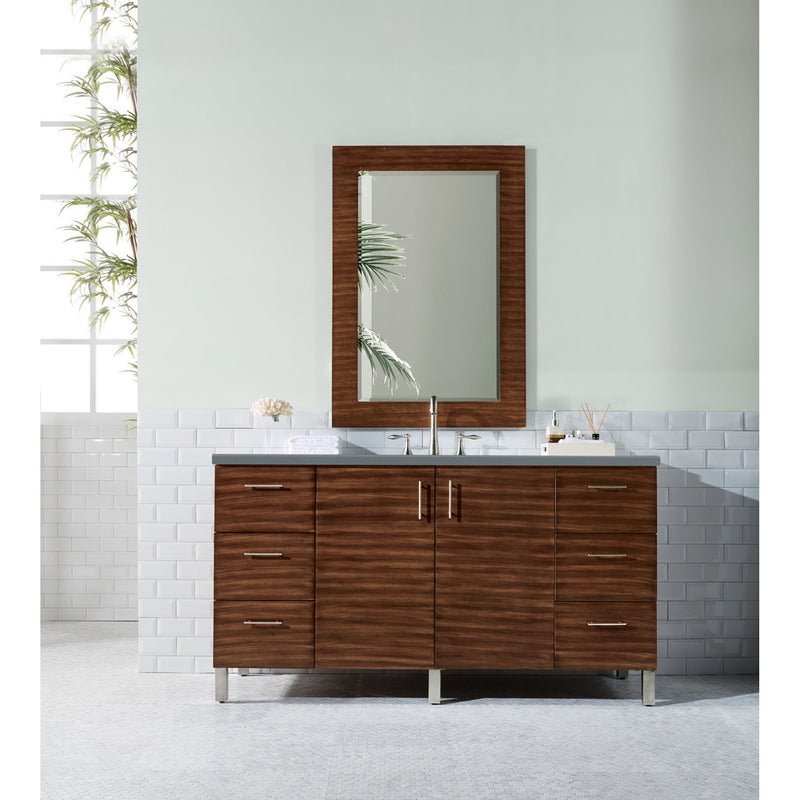 James Martin Metropolitan 60" Single Vanity American Walnut with 3 cm Cala Blue Quartz Top 850-V60S-AWT-3CBL