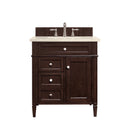 James Martin Brittany 30" Single Vanity Burnished Mahogany with 3 cm Eternal Marfil Quartz Top 650-V30-BNM-3EMR