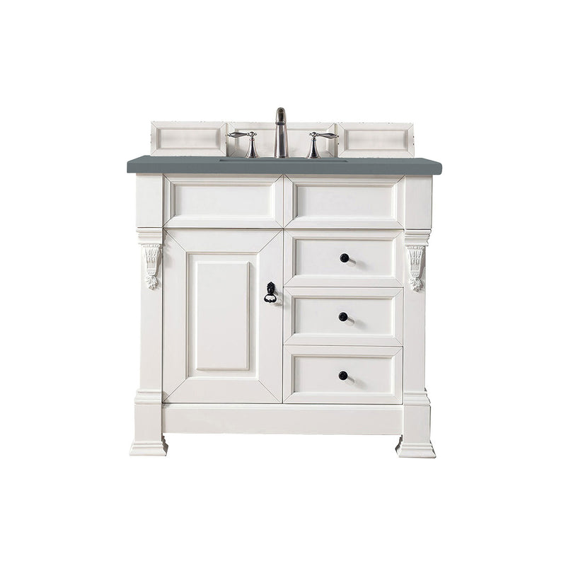 James Martin Brookfield 36" Bright White Single Vanity with 3 cm Cala Blue Quartz Top 147-V36-BW-3CBL