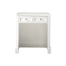 James Martin De Soto 30" Countertop Unit Makeup Counter Bright White with 3 cm Eternal Jasmine Pearl Quartz Top 825-CU30-BW-3EJP