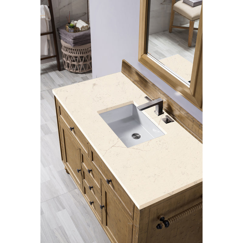 James Martin Copper Cove 48" Single Vanity Cabinet Driftwood Patina with 3 cm Eternal Marfil Quartz Top 300-V48-DRP-3EMR