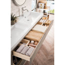 James Martin Brooklyn 63" Wooden Sink Console Platinum Ash with White Glossy Composite Countertop C205V63PTAWG