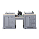 James Martin De Soto 82" Double Vanity Set Silver Gray with Makeup Table 3 cm Eternal Marfil Quartz Top 825-V82-SL-DU-EMR