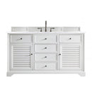 James Martin Savannah 60" Bright White Single Vanity with 3 cm Arctic Fall Solid Surface Top 238-104-V60S-BW-3AF