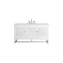 James Martin Athens 60" Single Vanity Cabinet  Glossy White with 3 cm Ethereal Noctis Top E645-V60S-GW-3ENC