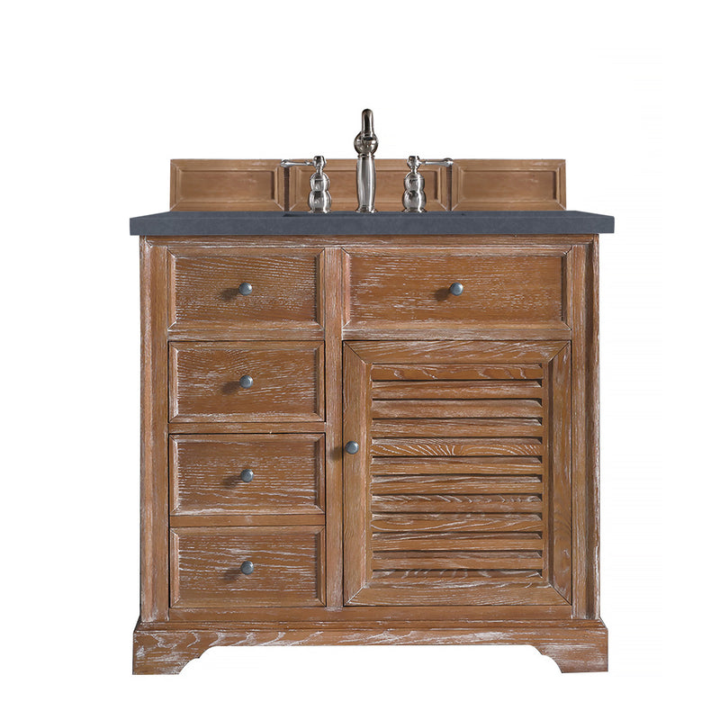 James Martin Savannah 36" Single Vanity Cabinet Driftwood with 3 cm Charcoal Soapstone Quartz Top 238-104-5511-3CSP