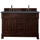 James Martin Brookfield 72" Burnished Mahogany Double Vanity with 3 cm Charcoal Soapstone Quartz Top 147-114-5761-3CSP