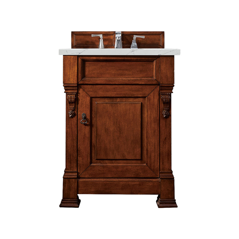 James Martin Brookfield 26" Warm Cherry Single Vanity with 3 cm Ethereal Noctis Quartz Top 147-114-V26-WCH-3ENC