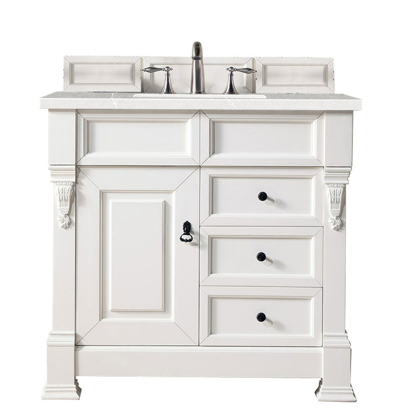 James Martin Brookfield 36" Bright White Single Vanity with 3 cm Eternal Serena Quartz Top 147-V36-BW-3ESR