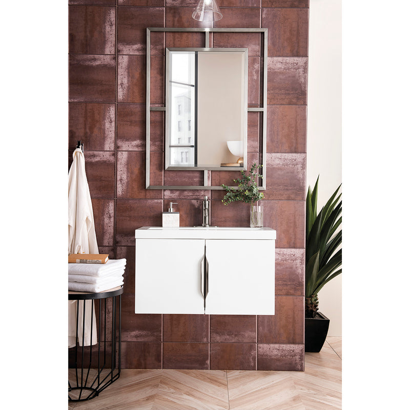 James Martin Columbia 31.5" Single Vanity Cabinet Glossy White with White Glossy Composite Countertop 388V31.5GWWG