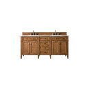 James Martin Brittany 72" Saddle Brown Double Vanity with 3 cm Classic White Quartz Top 650-V72-SBR-3CLW